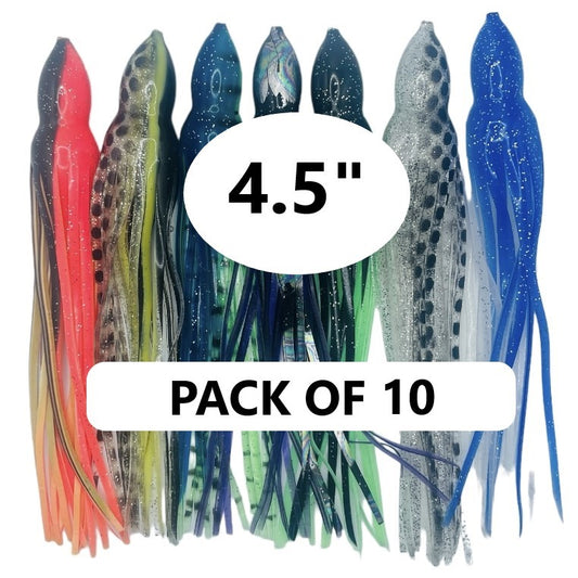 10PK OF 4.5" Octopus skirts for trolling lure replacement and building diy luremaking and jig tying