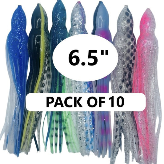 10PK OF 6.5" Octopus skirts for trolling lure replacement and building diy luremaking and jig tying
