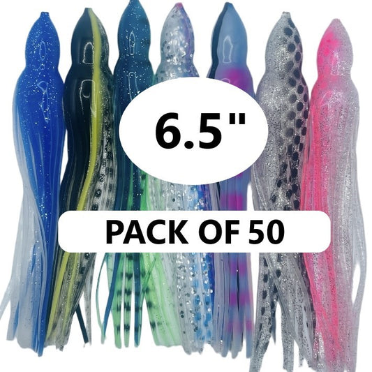 50PK OF 6.5" Octopus skirts for trolling lure replacement and building diy luremaking and jig tying