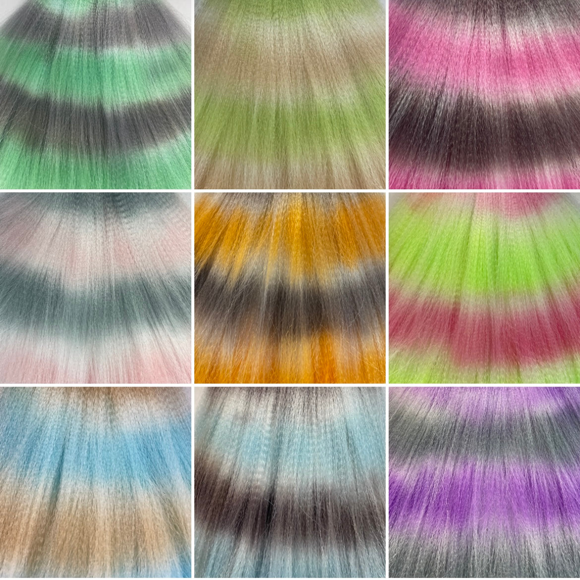 SPECIALTY DYED CRIMPED NYLON HAIR 8"