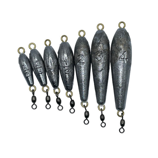 2pk or 10pk Inline Trolling Trout Weights with swivel