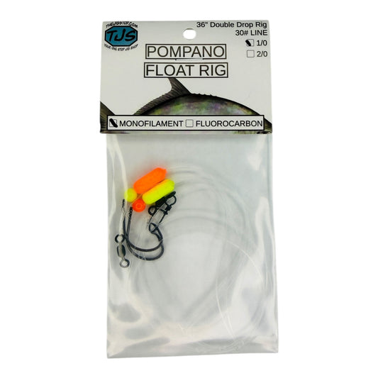 POMPANO DOUBLE DROP FLOAT RIG, MONO OR FLUORO BEACH / SURF FISHING