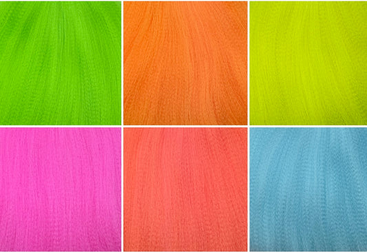 NEON UV BLACKLIGHT DYED CRIMPED NYLON HAIR 8"