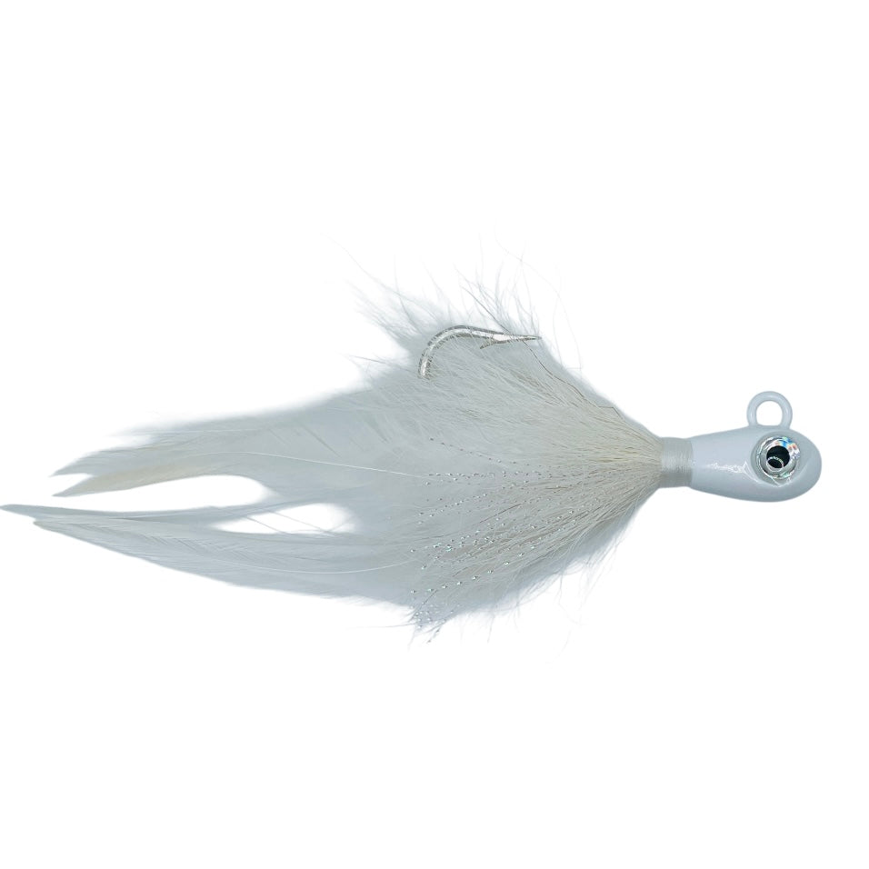 WHITE Feathered Cobia Jig 8/0 hook