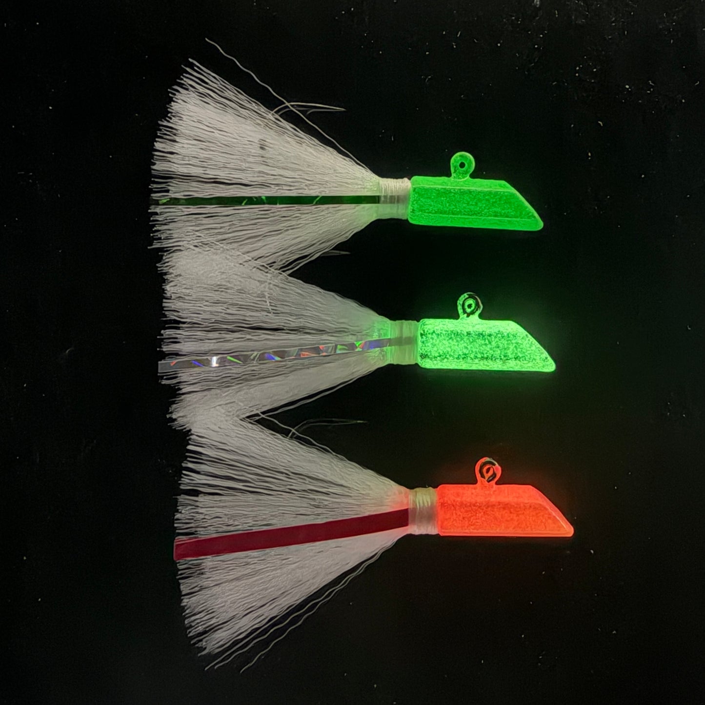 HEX JIG HAND TIED MYLAR FLASH AND NYLON