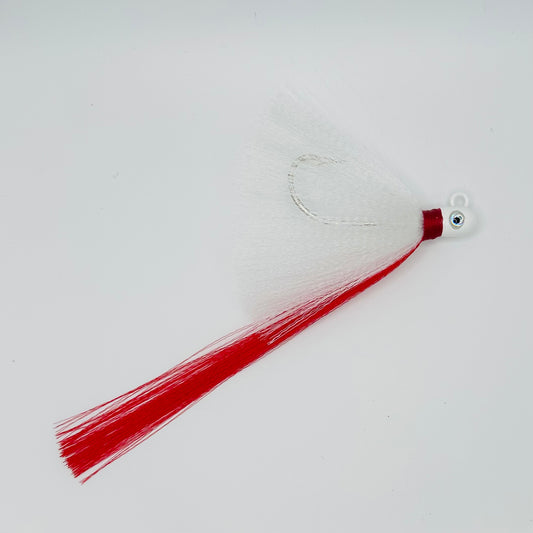 "WHITE N RED" Big Flair Hawk Jig Snook Tarpon Redfish Striper