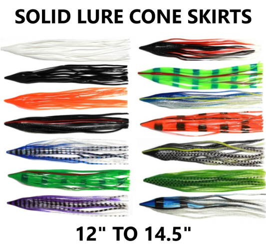 SOLID LURE CONE SKIRT 12" TO 14.5" FOR TROLLING LURE REPLACEMENT AND BUILDING DIY TACKLECRAFT AND JIG MAKING