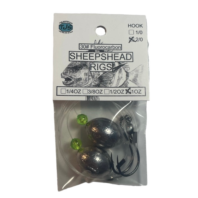 Sheepshead pre-tied rigs 2pk 30# fluorocarbon 1/4oz - 1oz you pick hooks